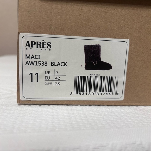 NWB Apres by Lamo Maci Black Faux Suede with Faux Fur Boots Size 11 - Picture 8 of 8